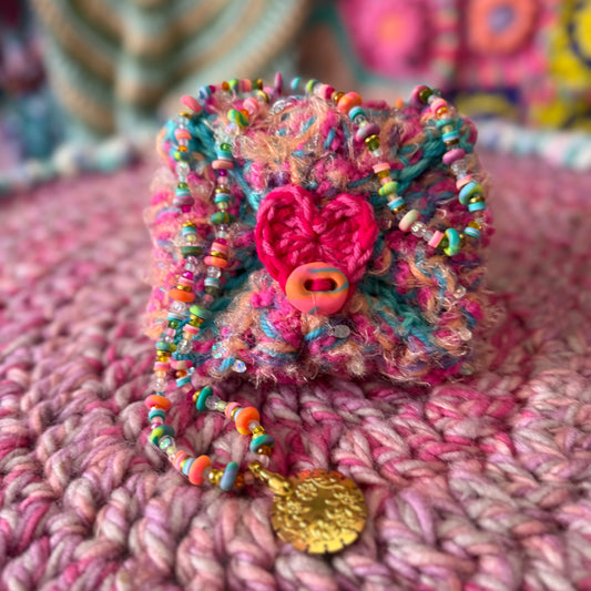 SHERBET FIZZERS & TRAIN RIDES YARN CUTTING PENDANT + LOVE LETTER POUCH